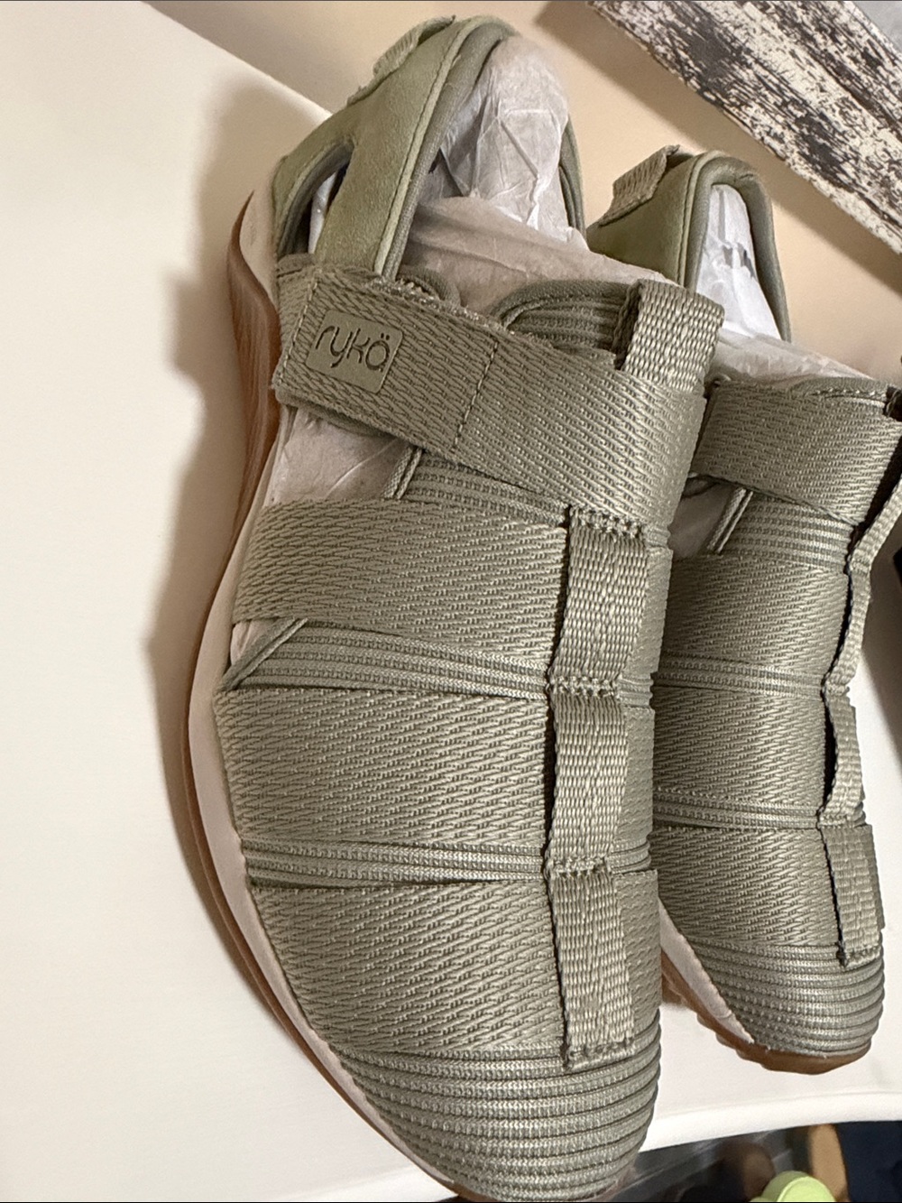 Ryka NWT Women's Olive Green Woven Athletic Slip-Ons